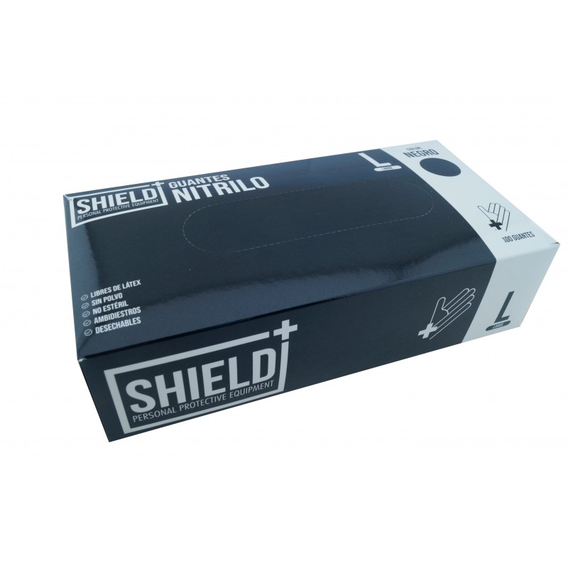 Guantes de nitrilo - negro - talla L - 100 guantes